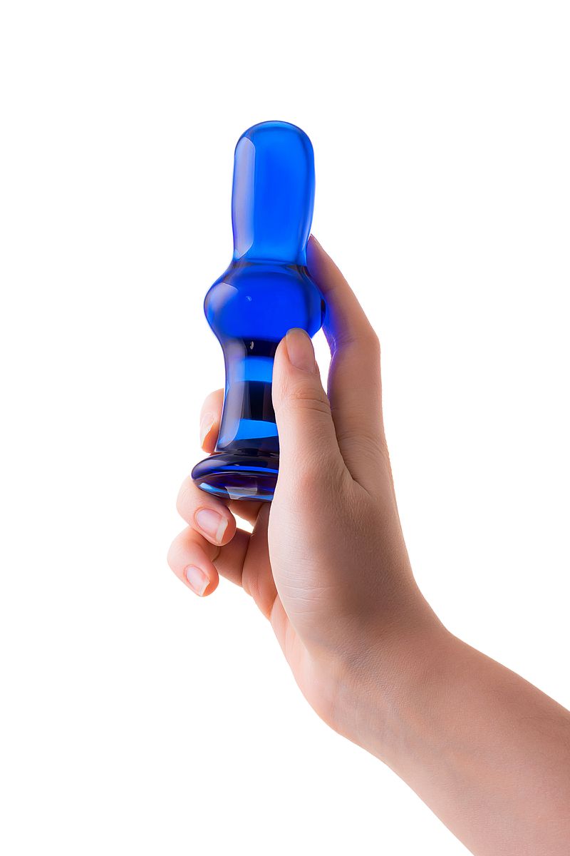 Фото Sexus Glass Анальная втулка Sexus Glass, стекло, синяя, 13,5 см, Ø 4,5 см