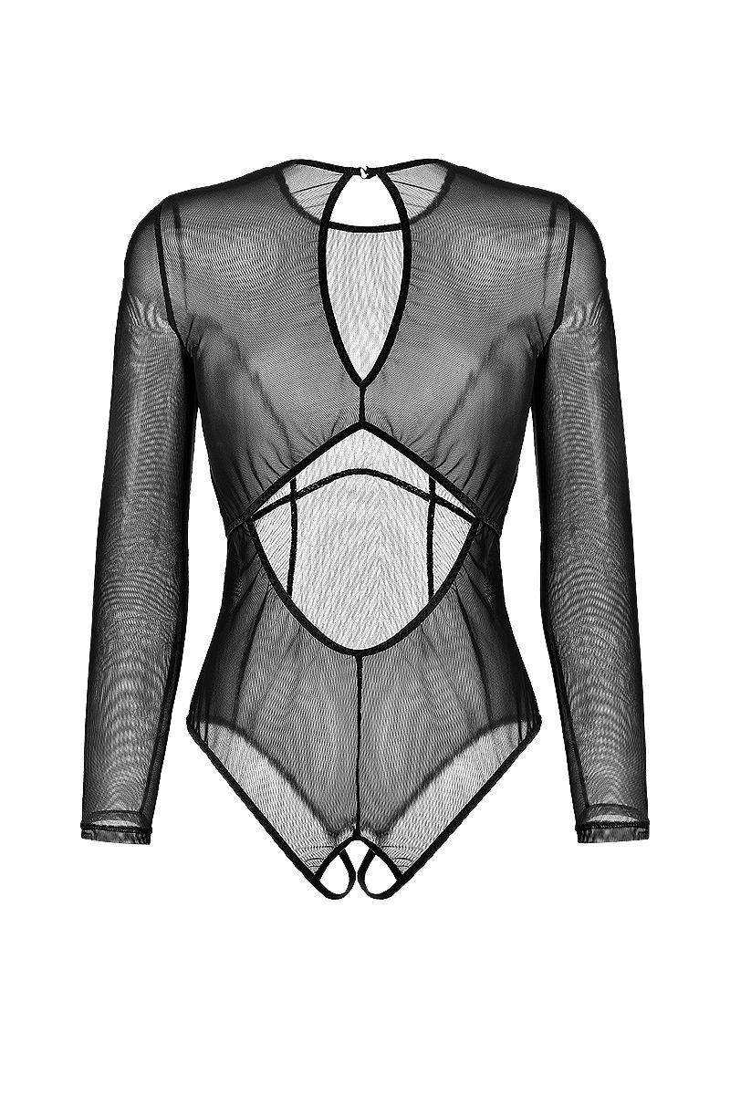 Изображение Waname Apparel Эротическое боди Waname Grace с длинными рукавами черное (46-48) в пакете