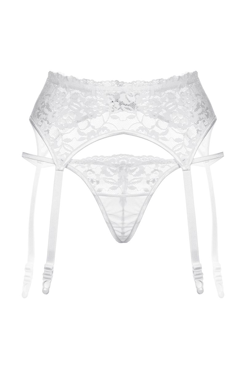 Фото SoftLine Collection, Польша Пояс для чулок и стринги SoftLine Collection кружевные, белый, S/M