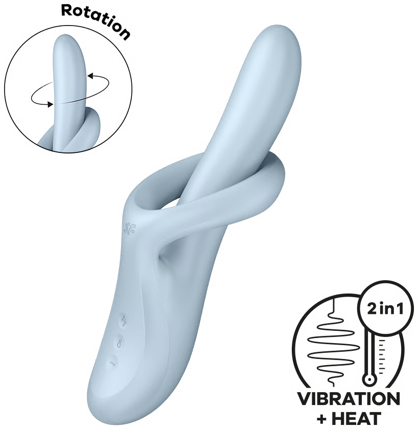 Satisfyer, Германия Вибратор-ротатор для зоны G с клиторальным стимулятором и с функцией нагрева Satisfyer Heat Flex 4 голубой
