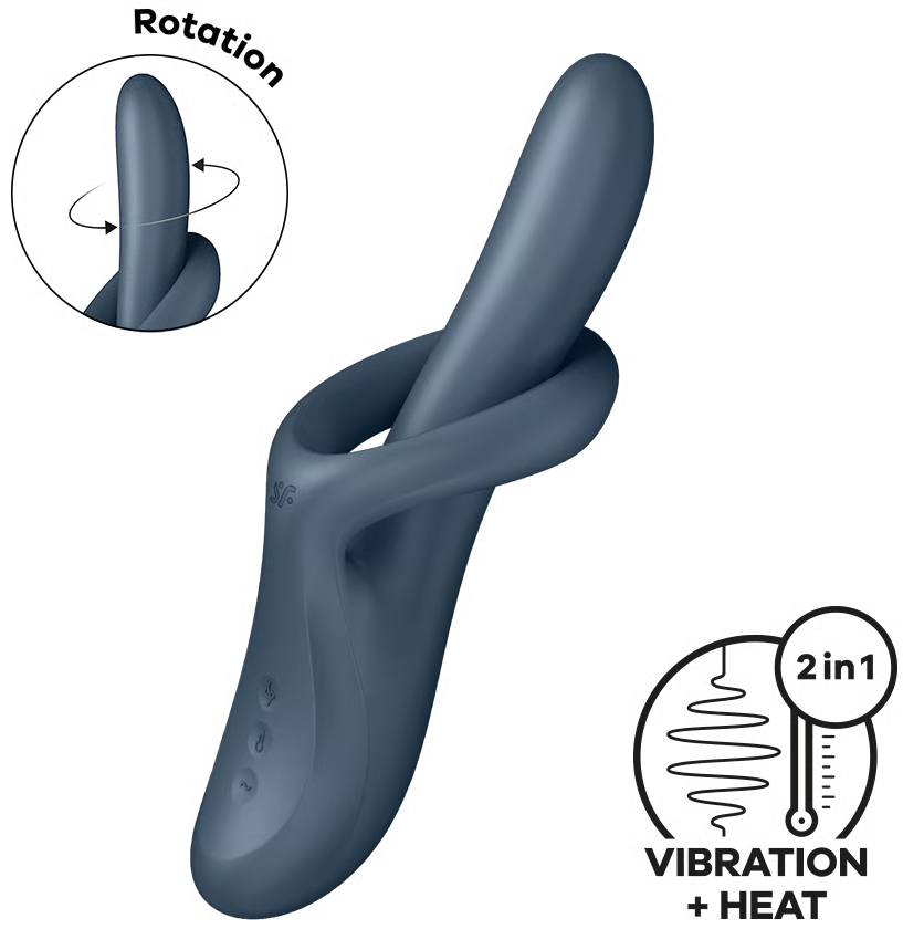 Satisfyer, Германия Вибратор-ротатор для зоны G с клиторальным стимулятором и с функцией нагрева Satisfyer Heat Flex 4 серый