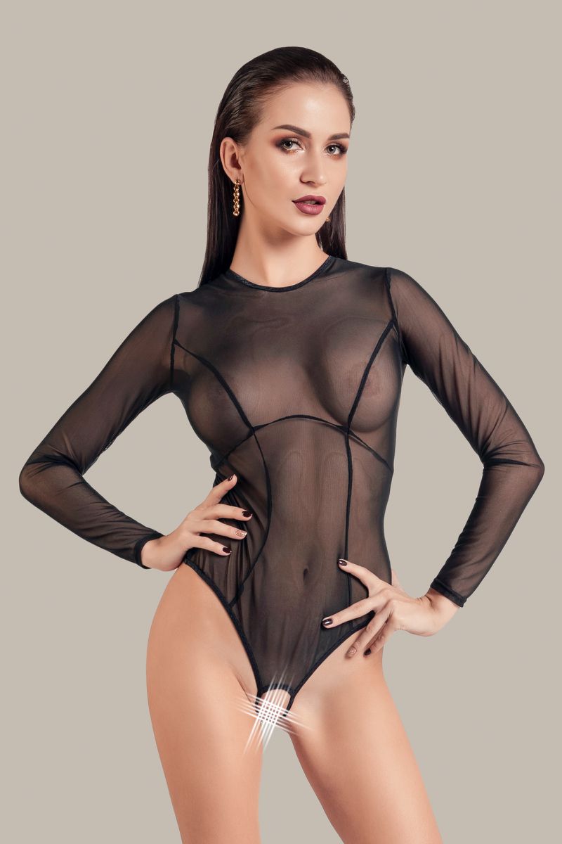 Изображение Waname Apparel Эротическое боди Waname Grace с длинными рукавами черное (46-48) в пакете