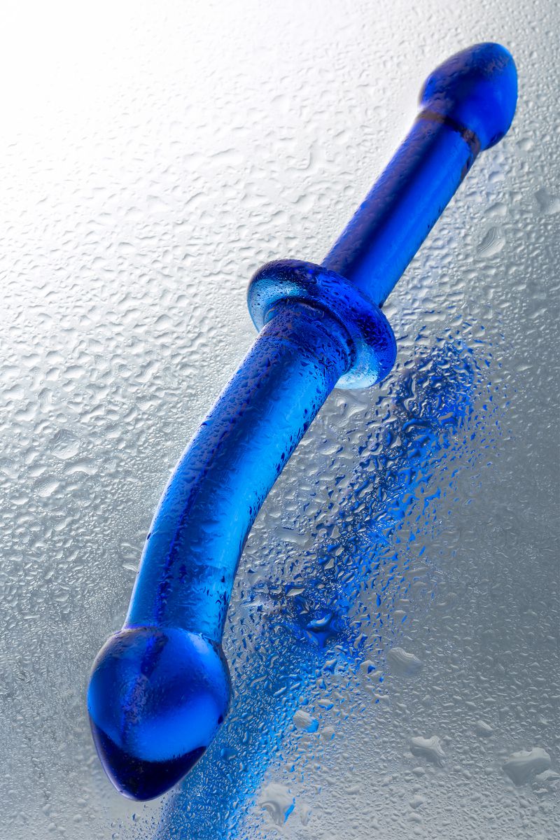 Фото Sexus Glass Двусторонний фаллоимитатор Sexus Glass, стекло, синий, 25 см