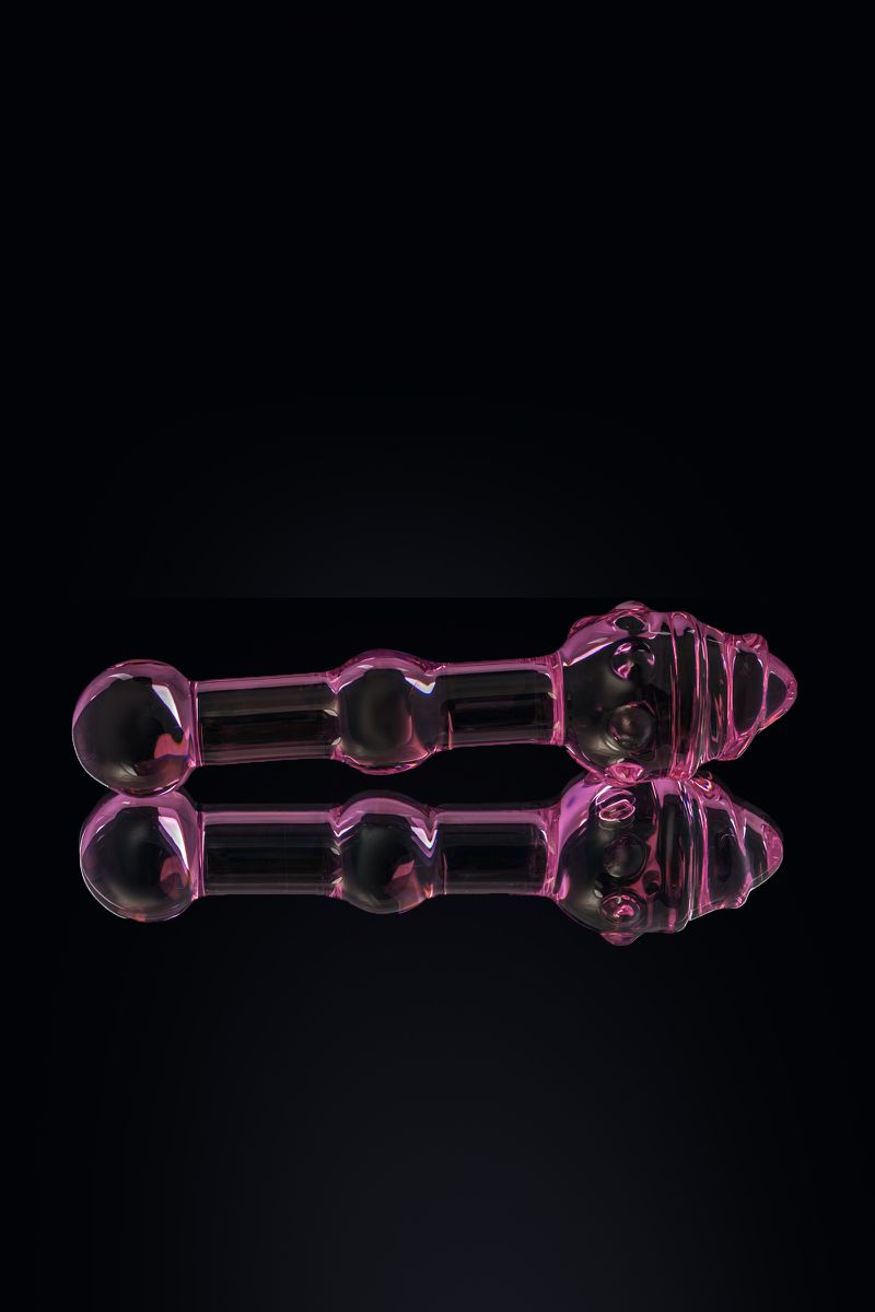 Изображение Sexus Glass Двусторонний фаллоимитатор Sexus Glass, стекло, розовый, 17 см