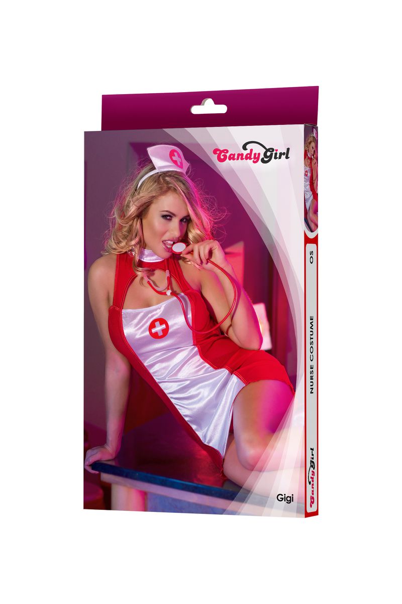 Candy Girl, Гонконг Костюм медсестры Candy Girl Gigi (платье, головной убор, стетоскоп), красный, OS — купить в Минске Фото Candy Girl, Гонконг Костюм медсестры Candy Girl Gigi (платье, головной убор, стетоскоп), красный, OS