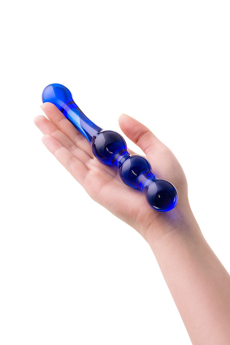 Изображение Sexus Glass Двусторонний фаллоимитатор Sexus Glass, стекло, синий, 20,5 см