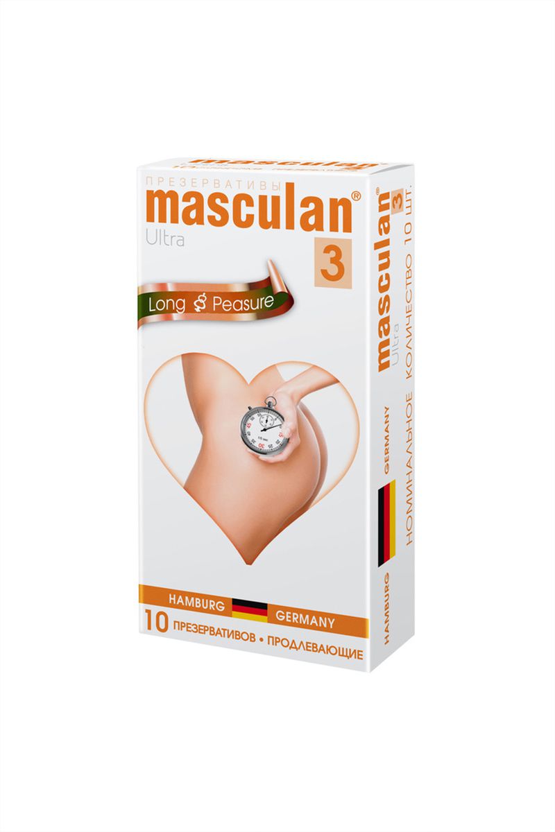 Изображение Masculan Презервативы Masculan, ultra 3, латекс, кольца, точечные, анестетик, 19 см, 5,3 см, 10 шт.