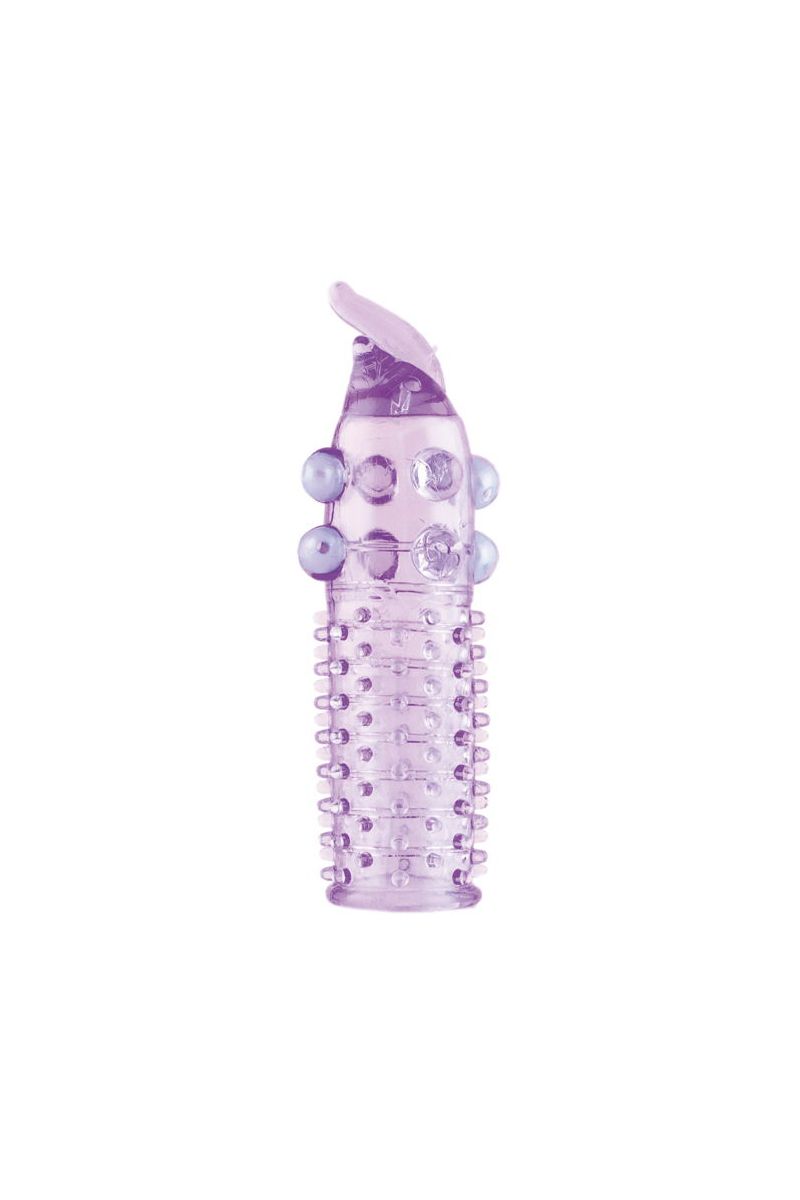 Фото TOYFA Basic Насадка на пенис с шариками TOYFA Basic, TPE, фиолетовый, 13 см