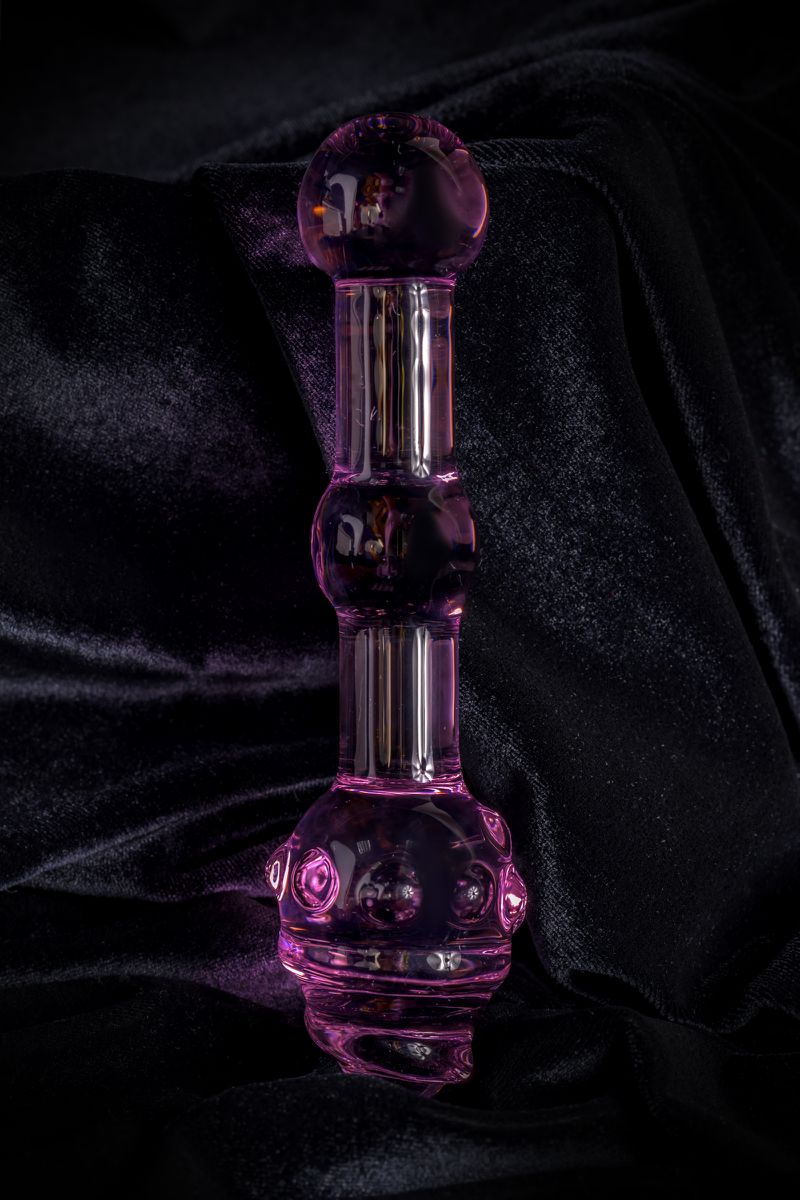 Изображение Sexus Glass Двусторонний фаллоимитатор Sexus Glass, стекло, розовый, 17 см