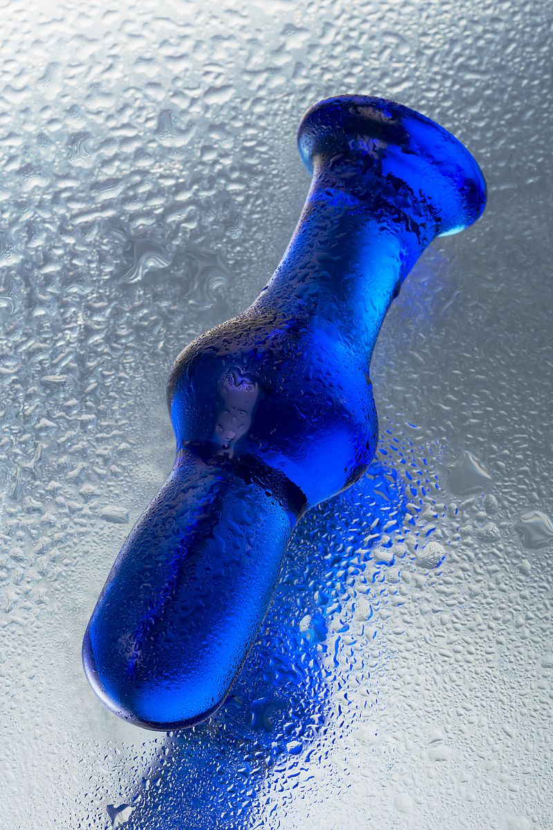 Фото Sexus Glass Анальная втулка Sexus Glass, стекло, синяя, 13,5 см, Ø 4,5 см