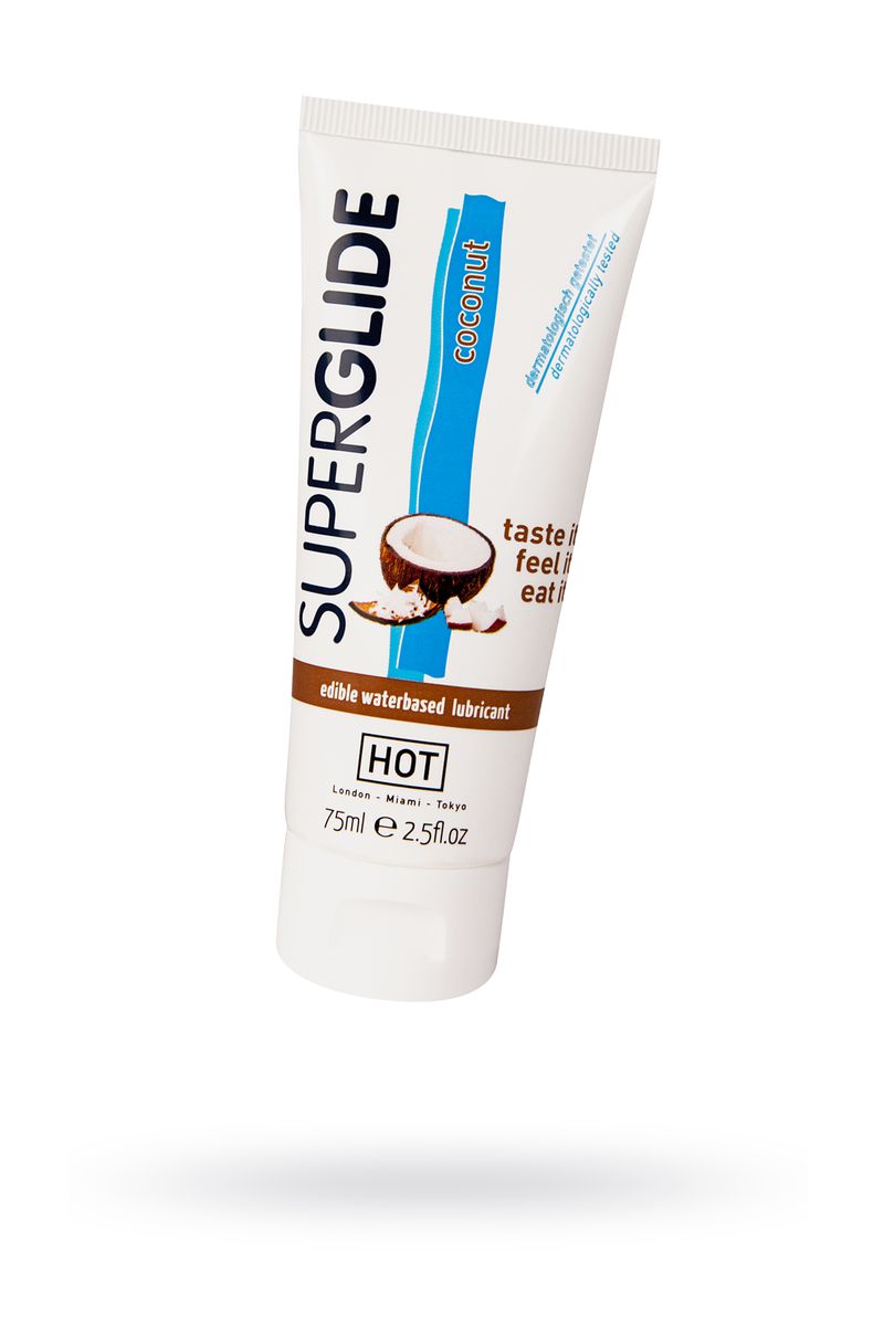 Фото Hot Productions, Австрия Съедобная смазка на водной основе HOT Superglide для орального секса со вкусом кокоса, 75 мл