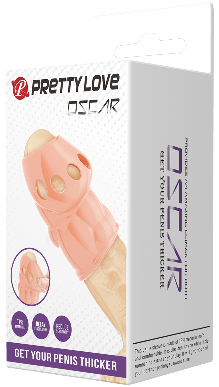 Pretty Love, Китай Рельефная насадка на пенис с открытой головкой Pretty Love Oscar телесная