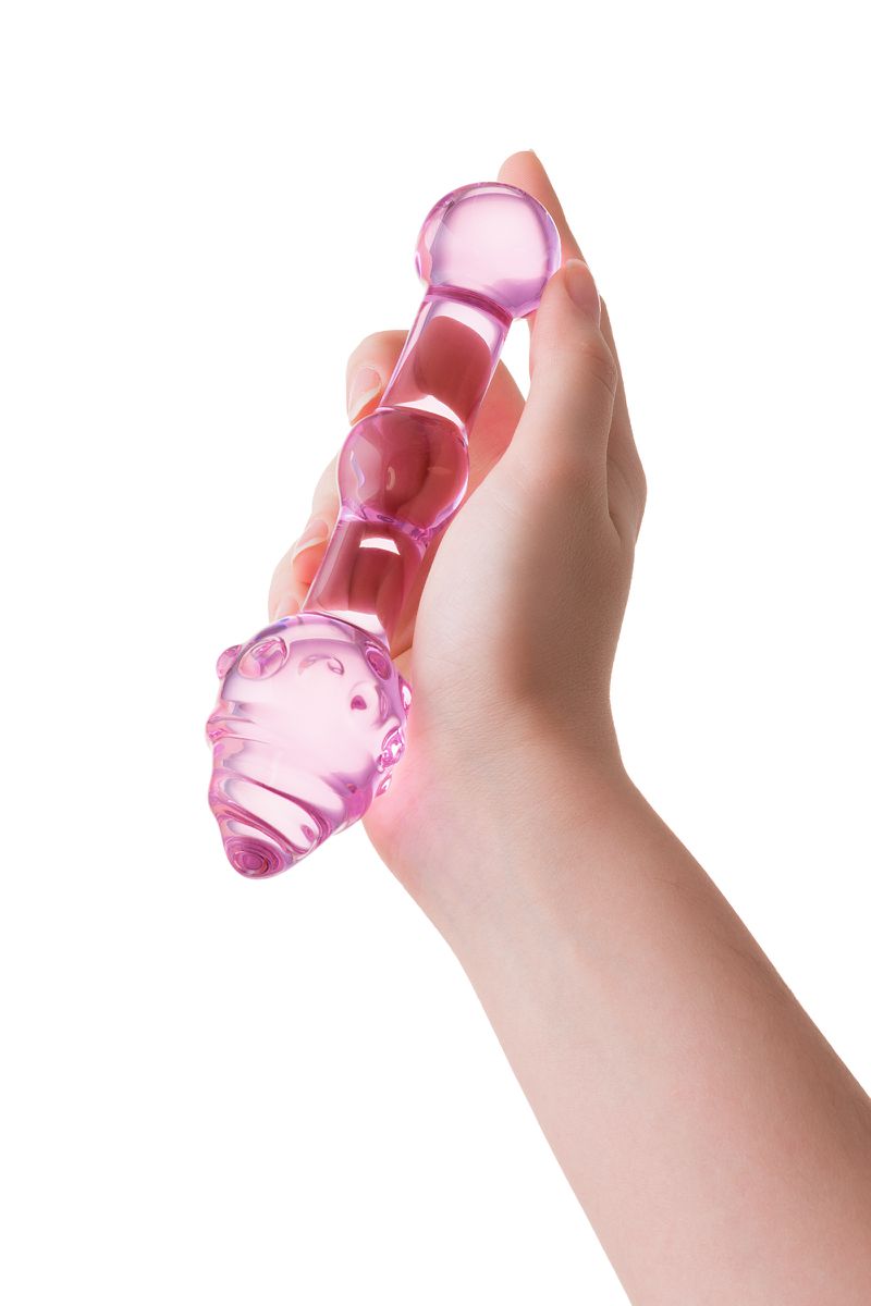 Изображение Sexus Glass Двусторонний фаллоимитатор Sexus Glass, стекло, розовый, 17 см