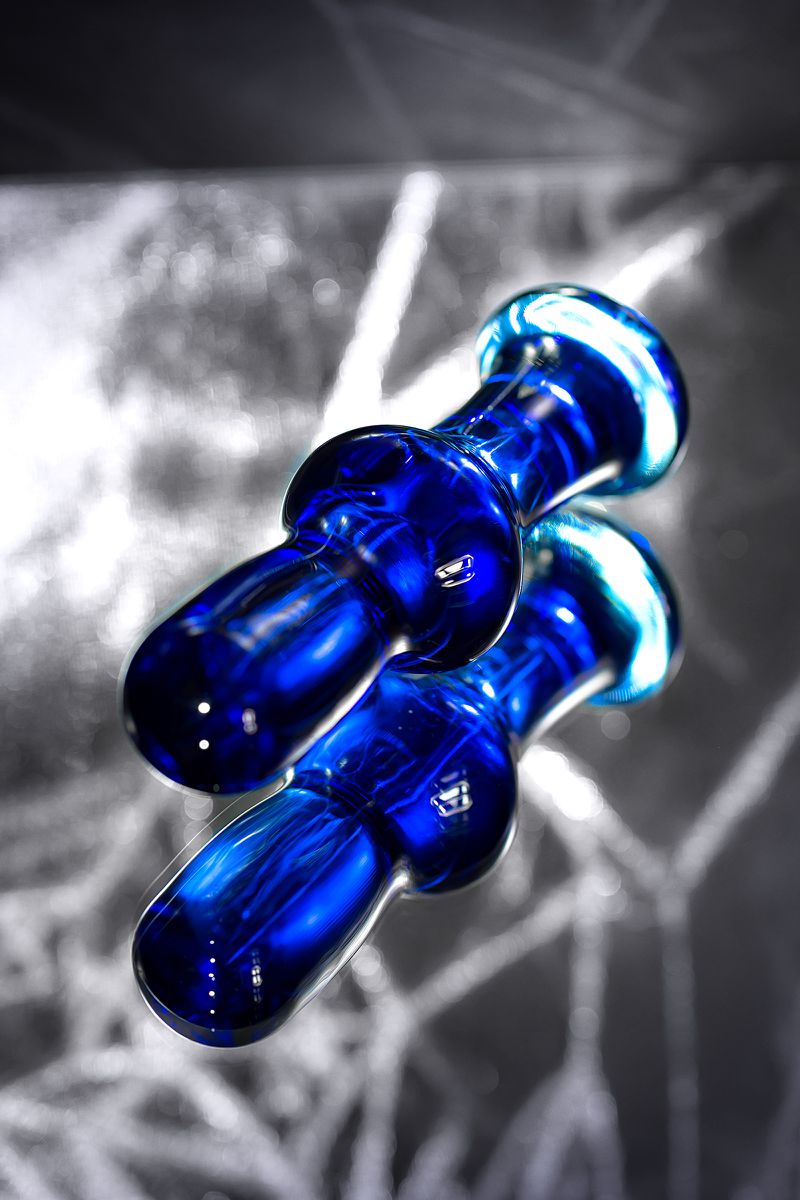Фото Sexus Glass Анальная втулка Sexus Glass, стекло, синяя, 13,5 см, Ø 4,5 см