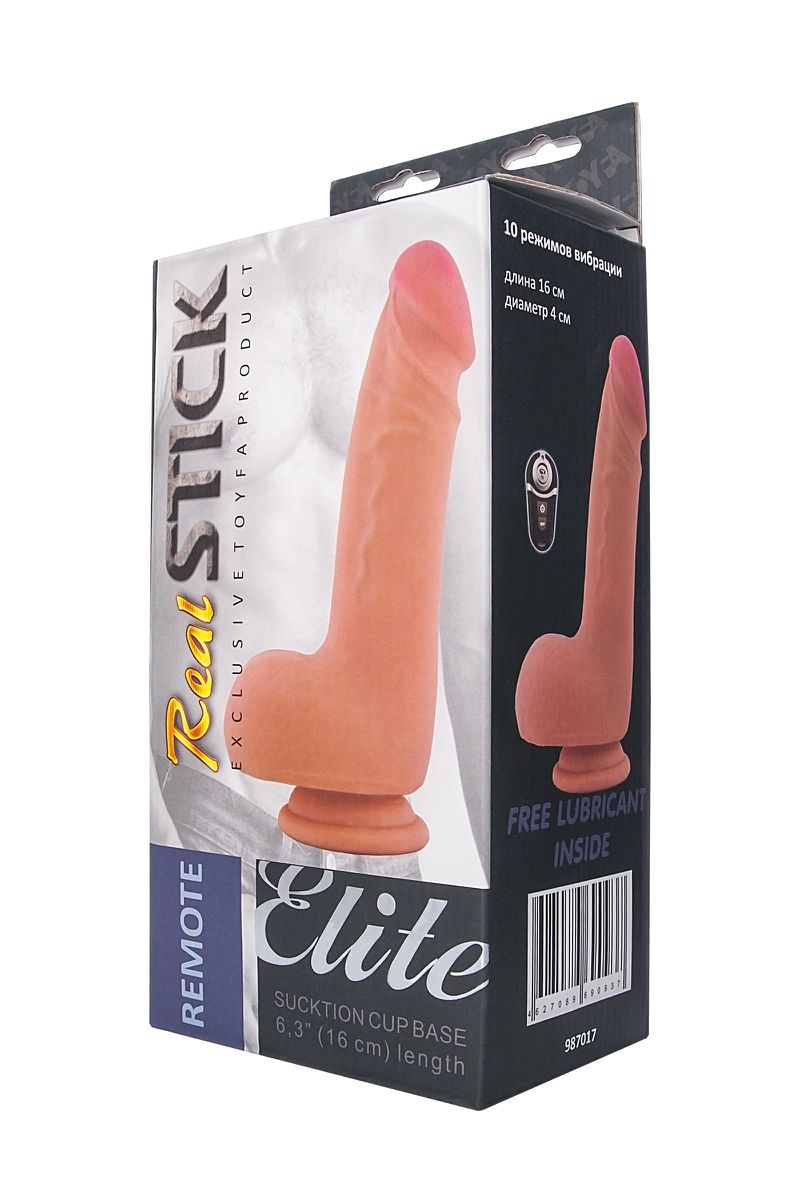 Изображение RealStick Elite by TOYFA Вибратор с пультом ДУ RealStick Elite Vibro, перезаряжаемый, TPR, телесный, 10 режимов вибраци