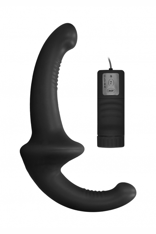 Shots Media, Нидерланды Безремневой страпон с вибрацией и пультом управления Vibrating Silicone Strapless Strapon