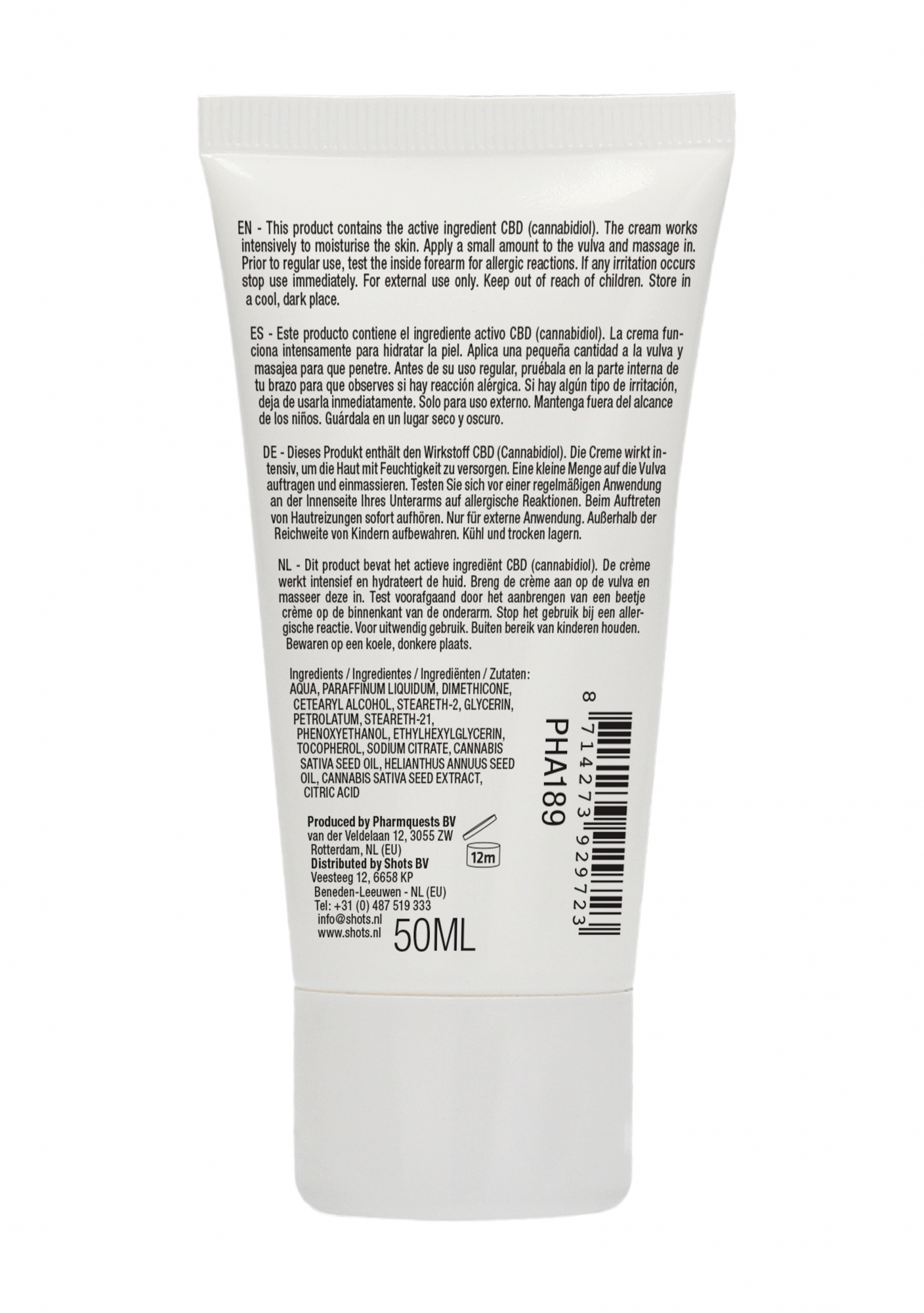 Shotsmedia, Голландия Крем для мастурбации для Неё Natural CBD - 50 ml