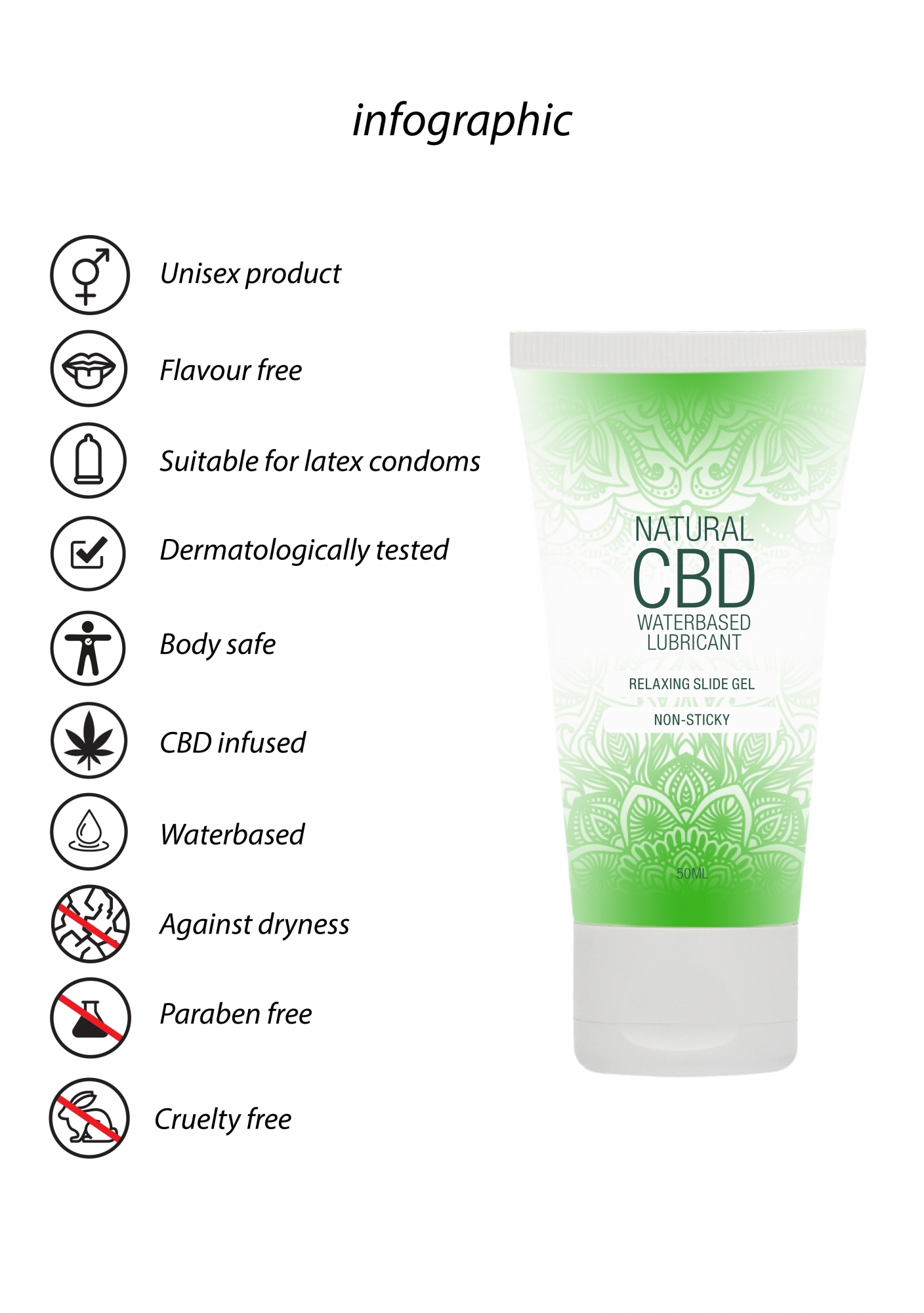 Shotsmedia, Голландия Лубрикант на водной основе Natural CBD - 50 ml