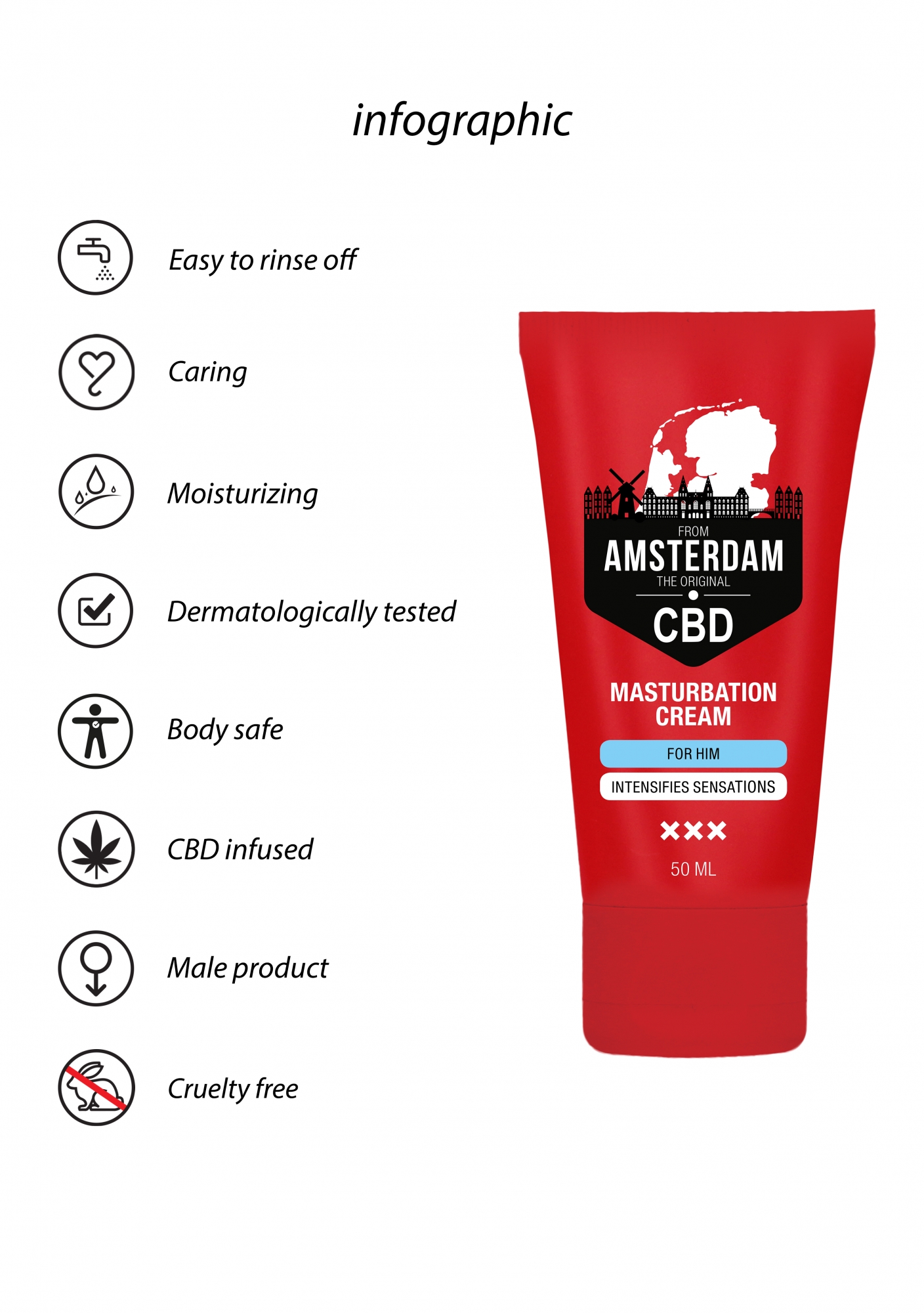 Shotsmedia, Голландия Крем для мастурбации для Него CBD from Amsterdam - 50 ml