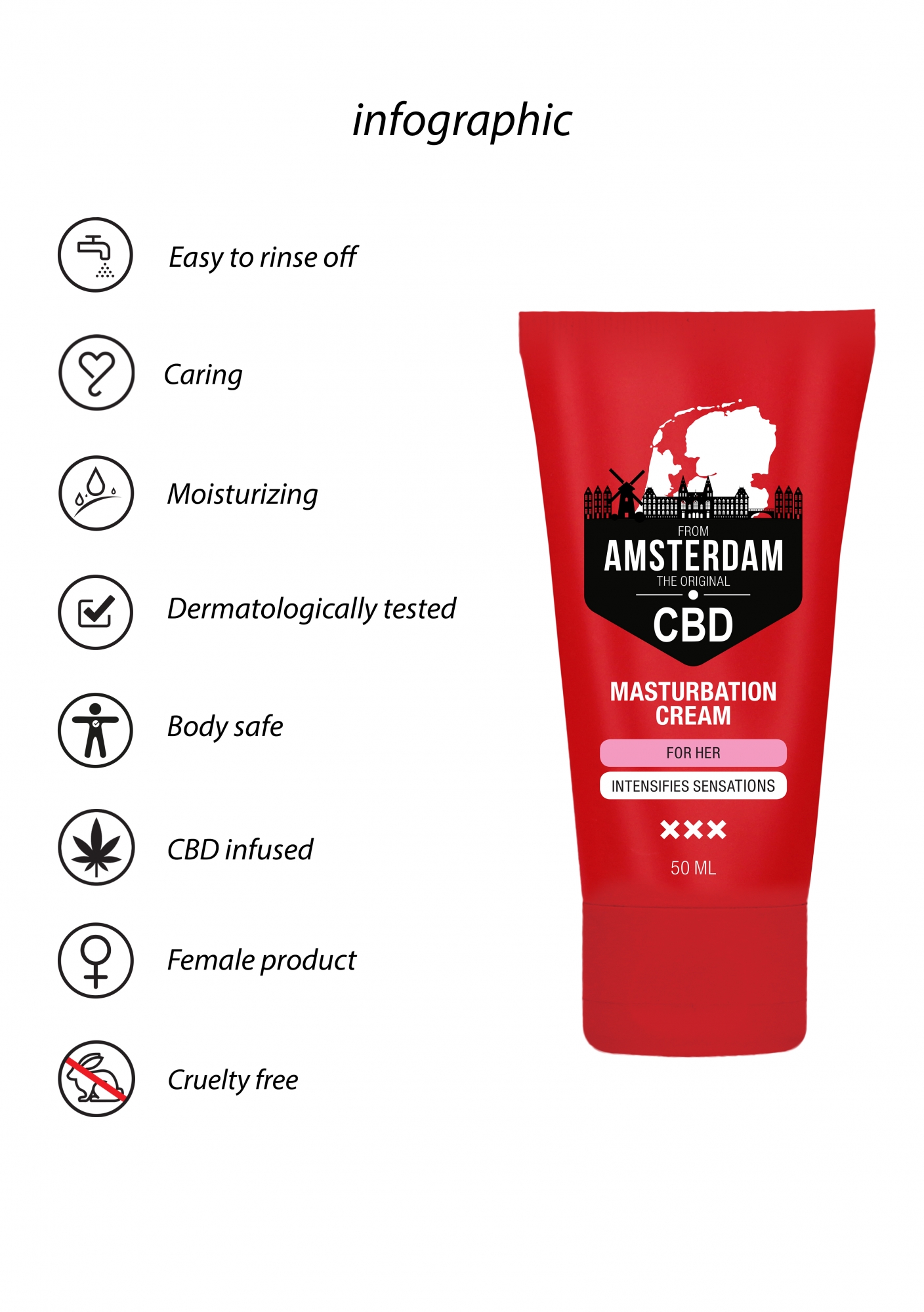 Shotsmedia, Голландия Крем для мастурбации для Нее CBD from Amsterdam - 50 ml