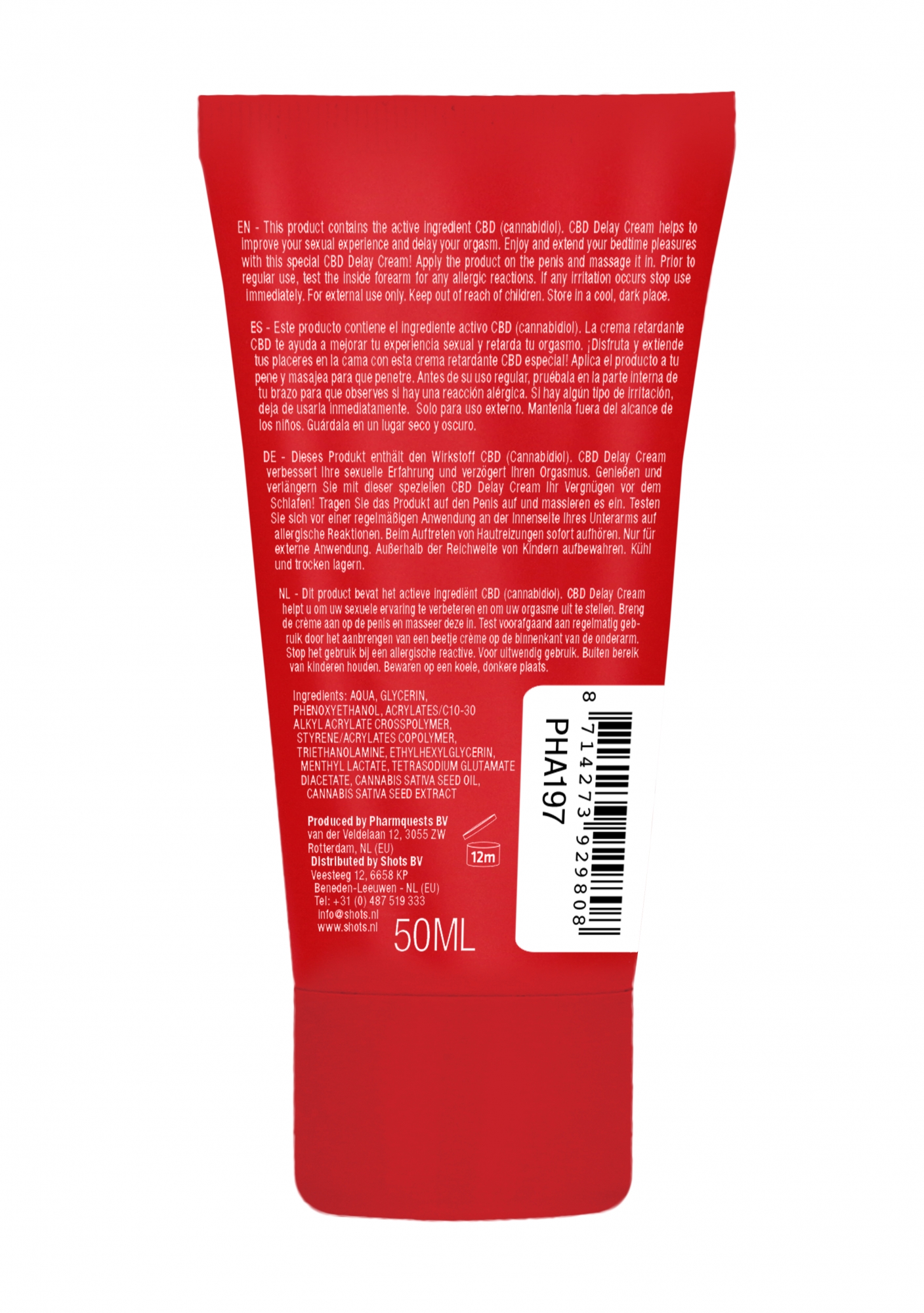 Shotsmedia, Голландия Крем пролонгирующий CBD from Amsterdam - 50 ml