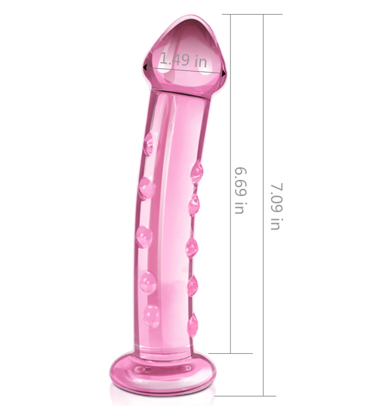 Изображение Lovetoy, Китай Фаллоимитатор из розового стекла Glass Romance с пупырышками 18 см