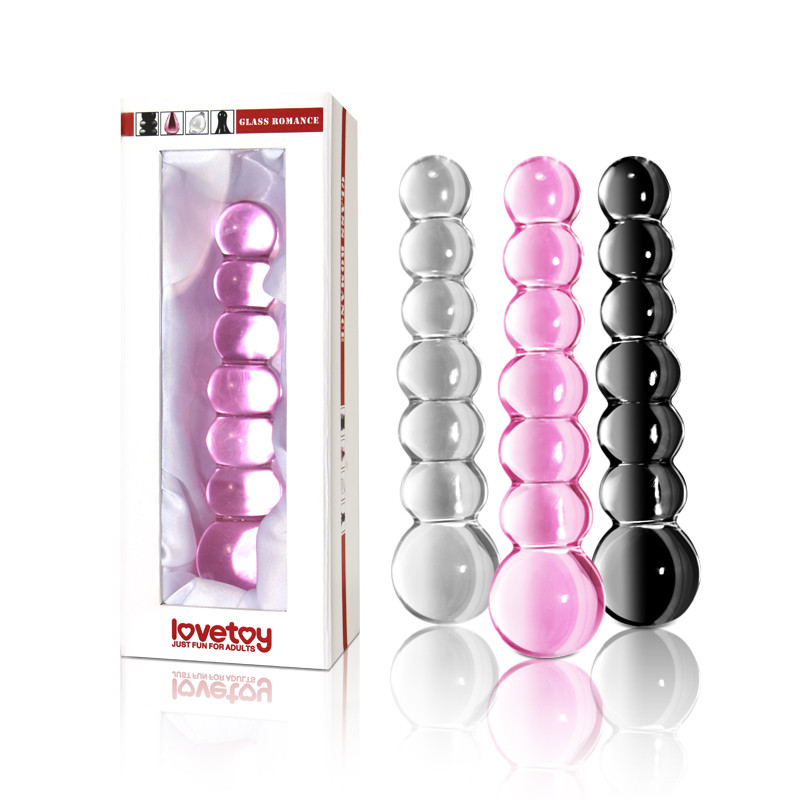Изображение Lovetoy, Китай Розовый рельефный фаллоимитатор из стекла Glass Romance 16 см
