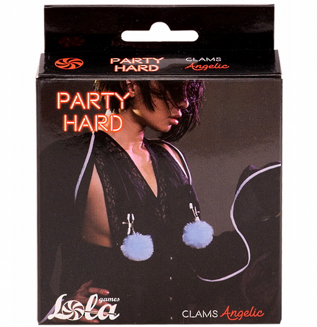 Фото Lola Toys, Россия Зажимы на соски с голубым мехом Party Hard Angelic Blue