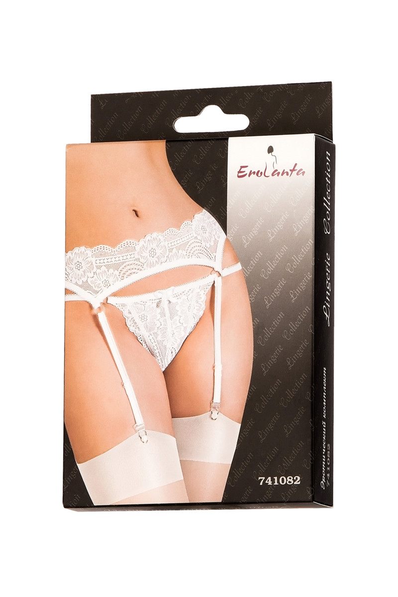 Изображение Erolanta Lingerie Эротический комплект: пояс для чулок и трусики кружевные белые L/XL