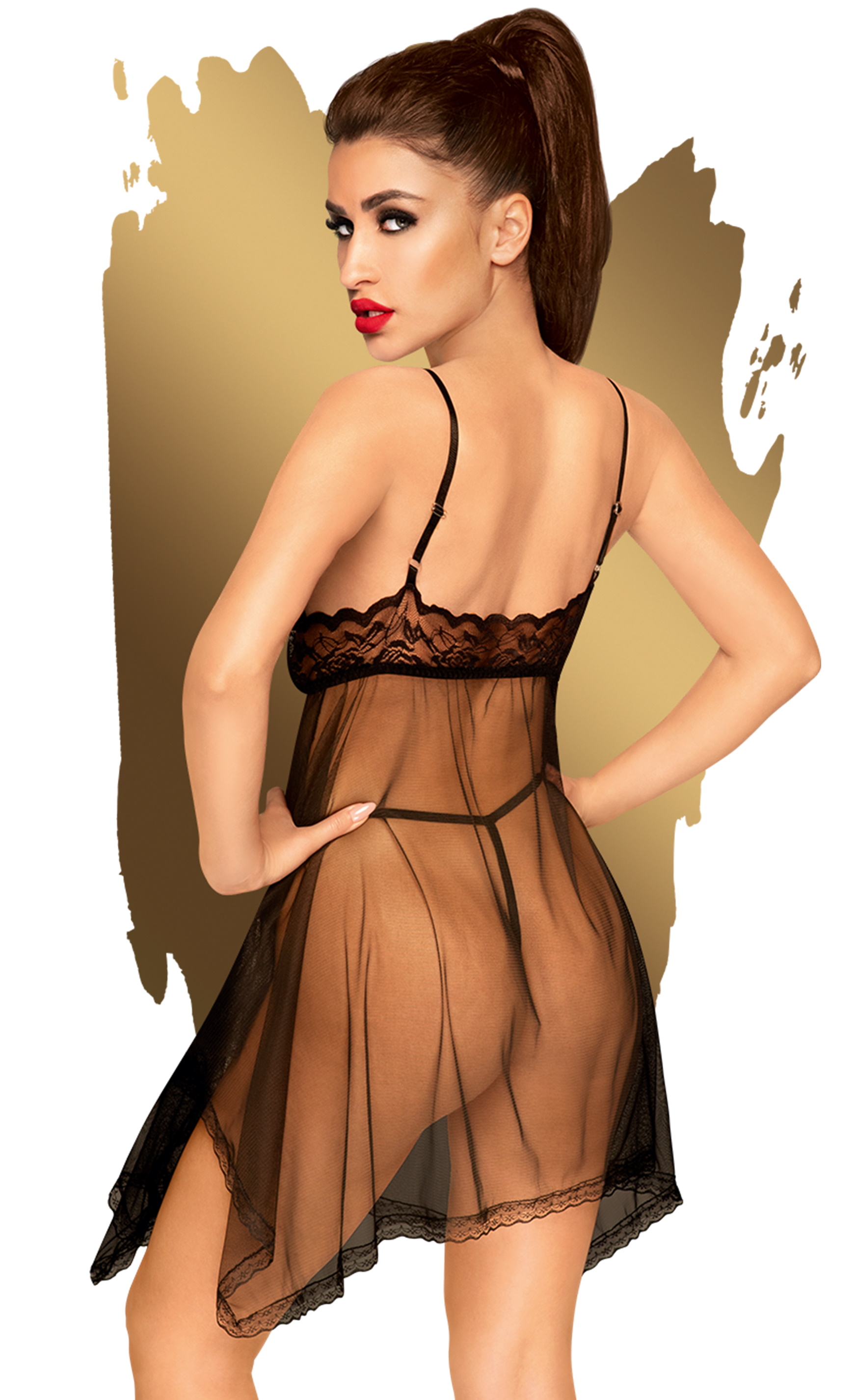 Изображение Penthouse, Германия Эротический черный бэби-долл со стрингами Penthouse Naughty Doll S/M