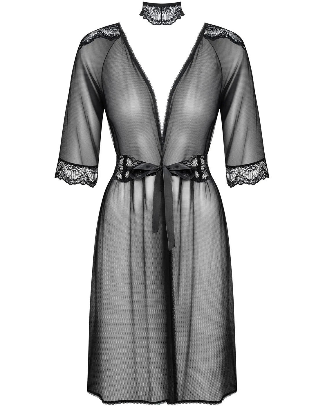 Obsessive, Польша Прозрачный пеньюар с чокером Lucita S/M — купить в Минске Фото Obsessive, Польша Прозрачный пеньюар с чокером Lucita S/M