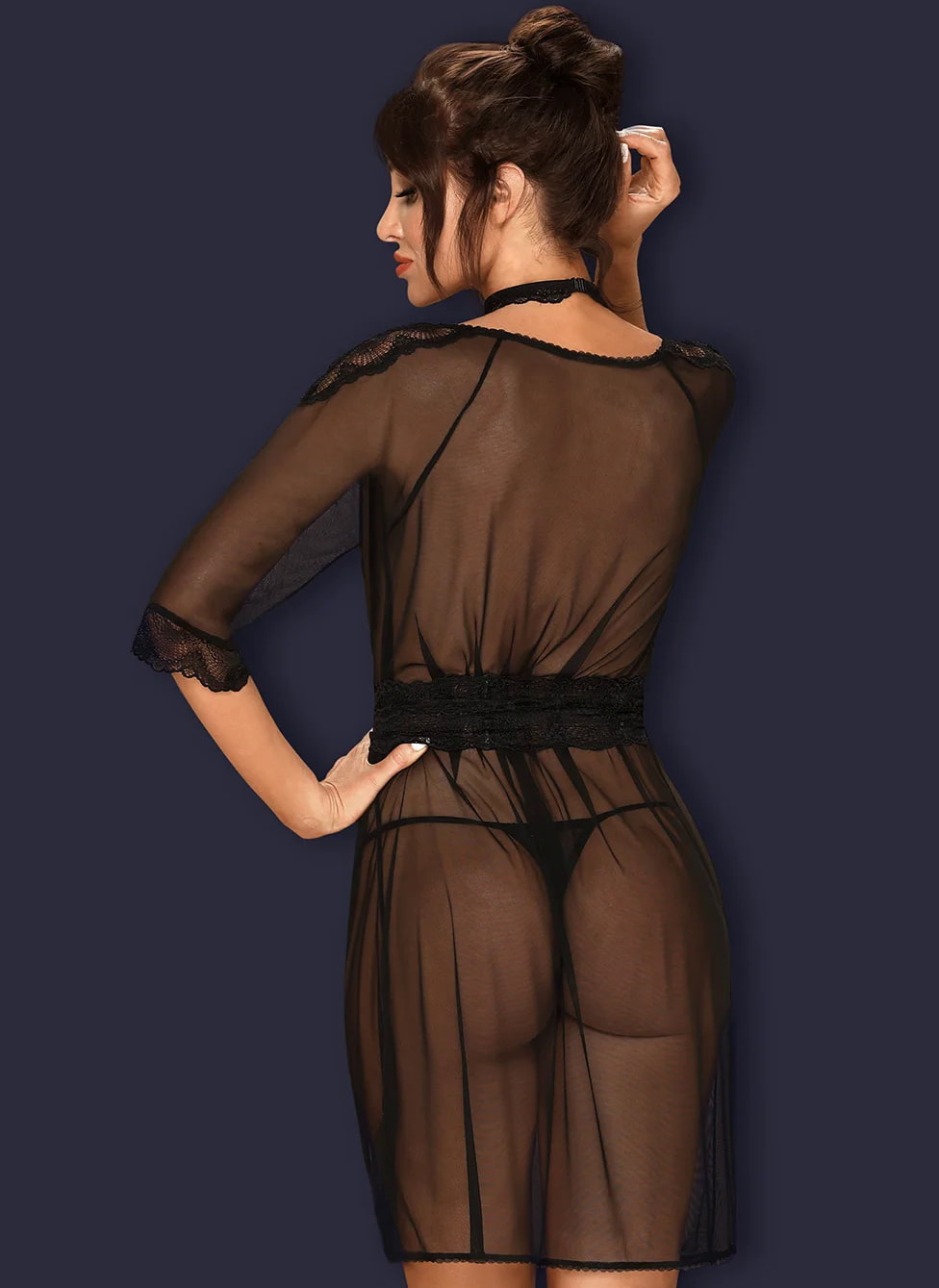 Obsessive, Польша Прозрачный пеньюар с чокером Lucita S/M — купить в Минске Фото Obsessive, Польша Прозрачный пеньюар с чокером Lucita S/M