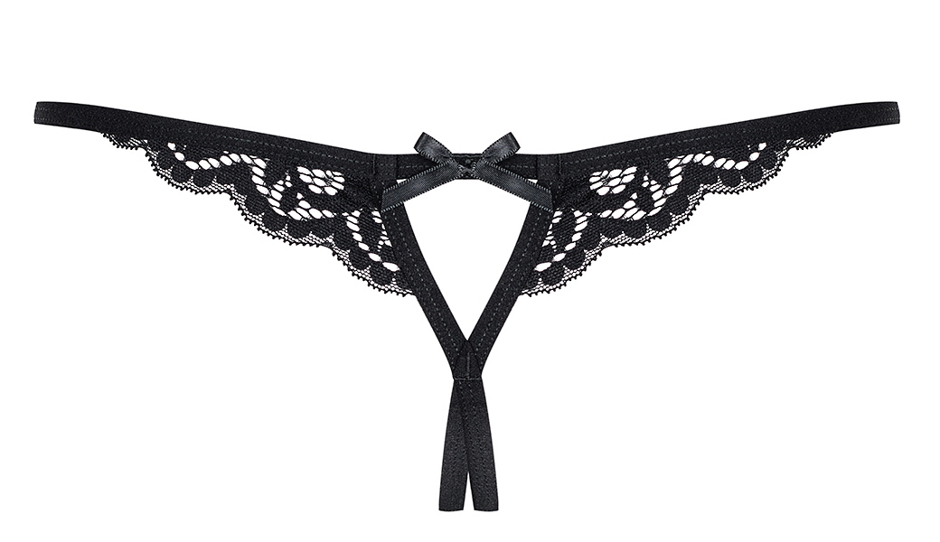 Obsessive, Польша Черные кружевные стринги с открытой промежностью L/XL — купить в Минске Изображение Obsessive, Польша Черные кружевные стринги с открытой промежностью L/XL