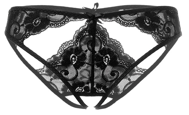 Фото Erolanta Lingerie Черные кружевные трусики с декоративными ажурными вырезами Erolanta Melissа М