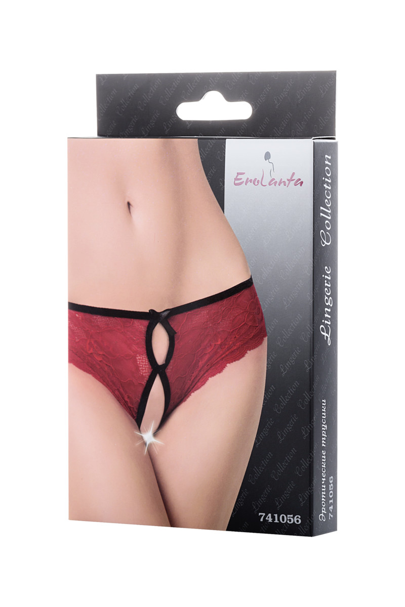 Изображение Erolanta Lingerie Эротические кружевные трусики с бантиком и доступом между ножек 50-52 размер