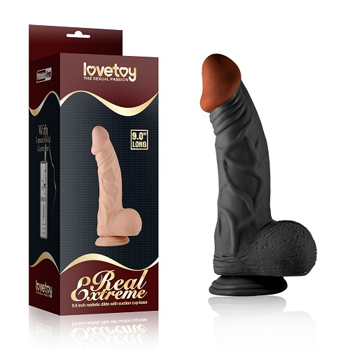 Фото Lovetoy, Китай Реалистичный черный фаллоимитатор Real Extreme 23 см
