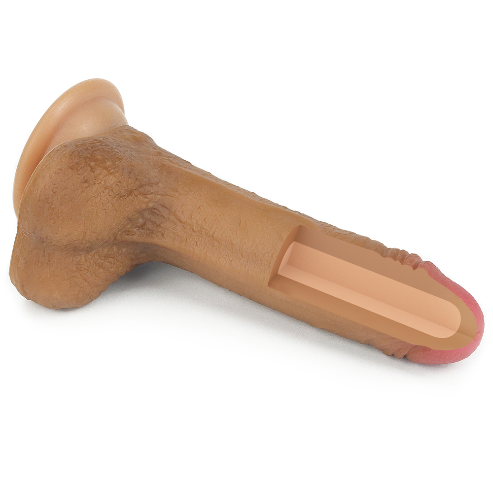 Изображение Lovetoy, Китай Фаллоимитатор на присоске с мошонкой мулат Dual-Layered Silicone Cock 18 см