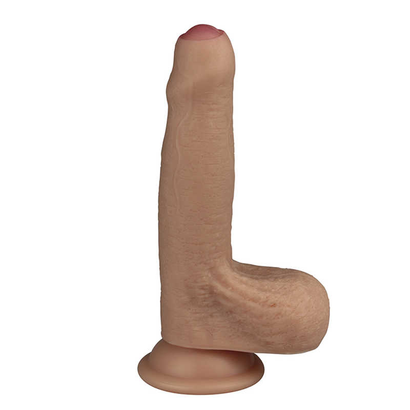 Изображение Lovetoy, Китай Фаллоимитатор необрезанный на присоске с мошонкой Dual Layered Nature Cock Flesh 18 см