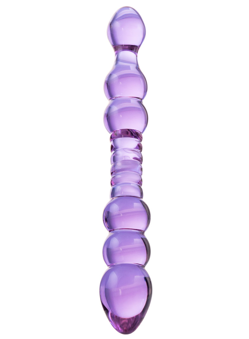 Фото Sexus Glass Двусторонний фаллоимитатор из фиолетового стекла Sexus Glass 22 см