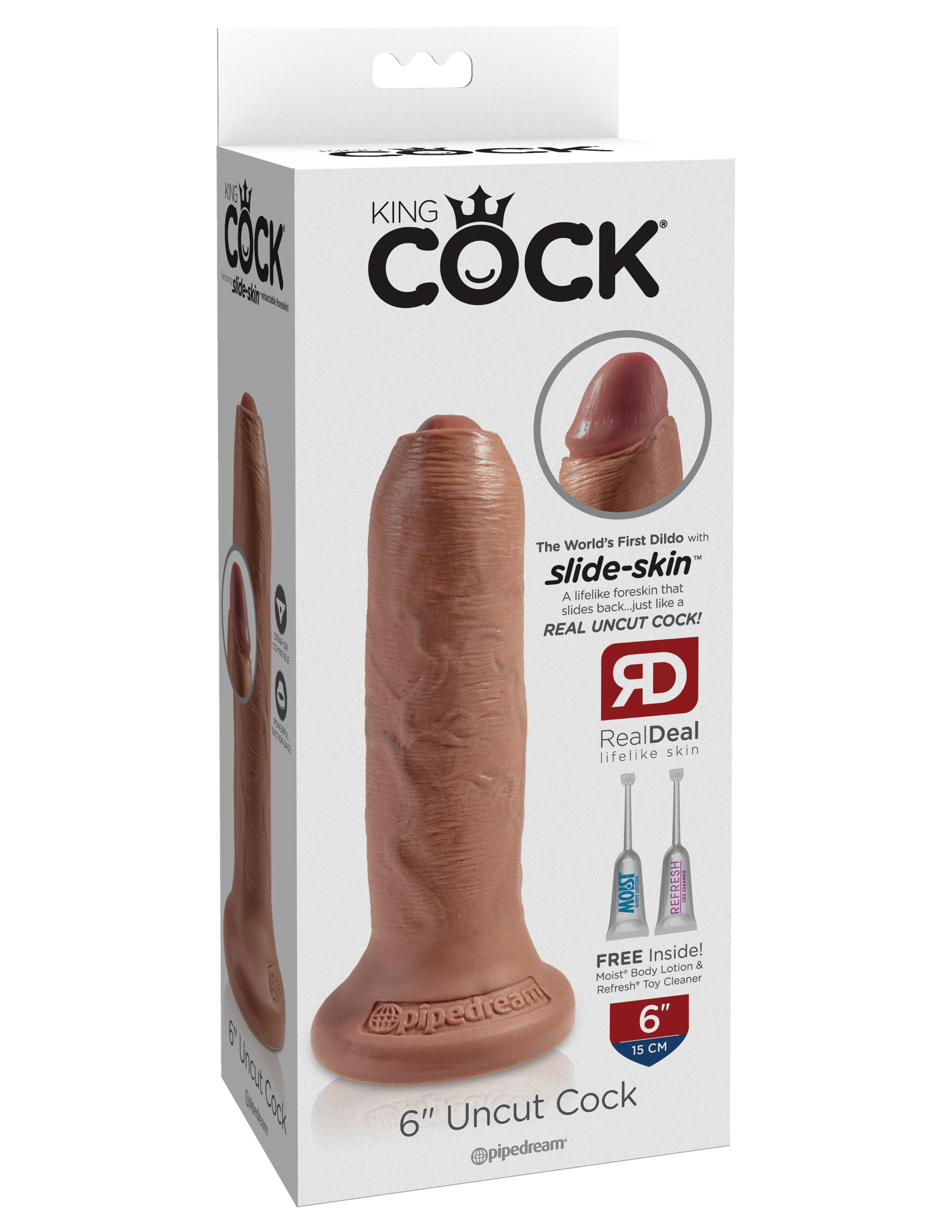 Изображение PipeDream, США Необрезанный фаллоимитатор со съемной насадкой King Cock 6 in