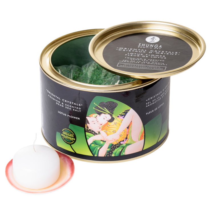 Изображение Shunga, Канада Соль мёртвого моря Shunga Bath Salts Lotus Flower + свеча 600 гр
