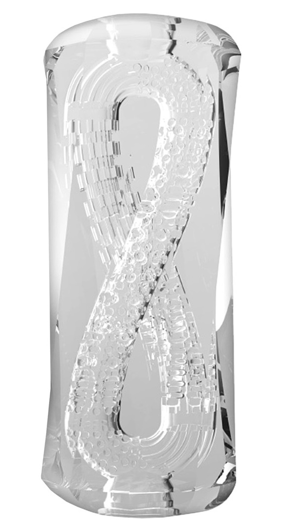 Фото  Прозрачный мастурбатор с двумя спиральными входами Xross Open Beads Rock