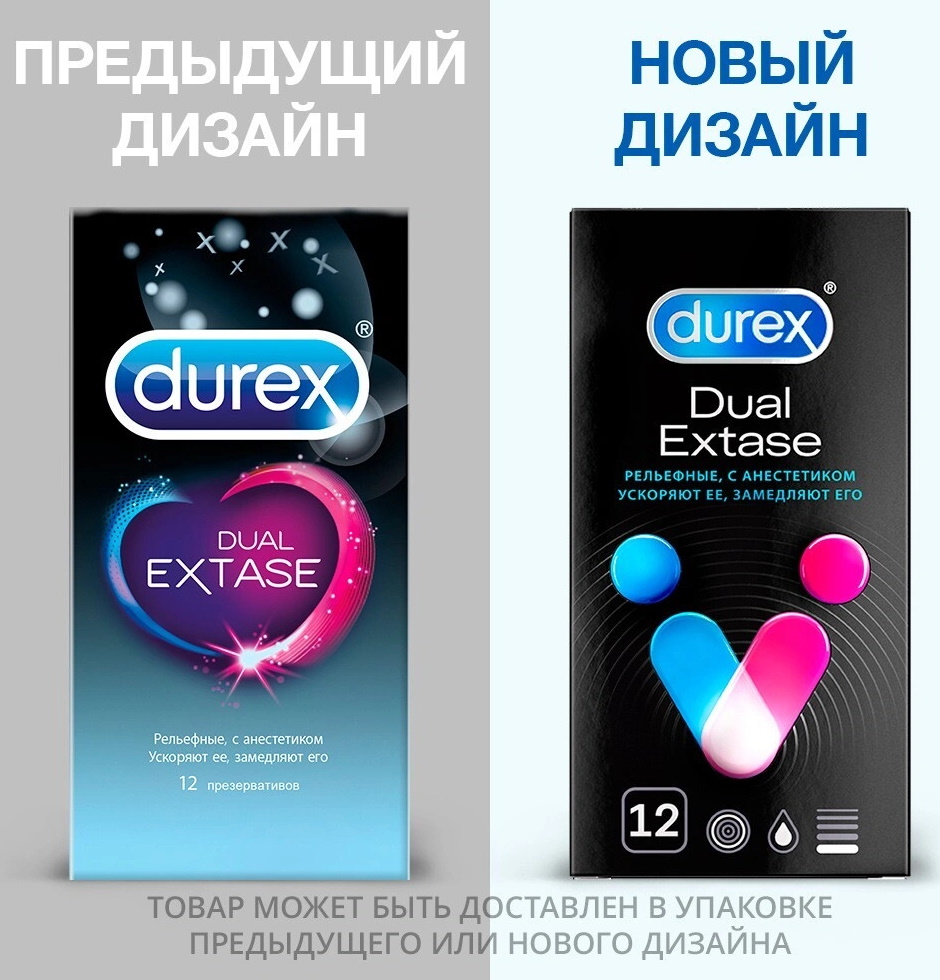 Фото Durex, Китай Презервативы Durex №12 Dual Extase рельефные с анестетиком