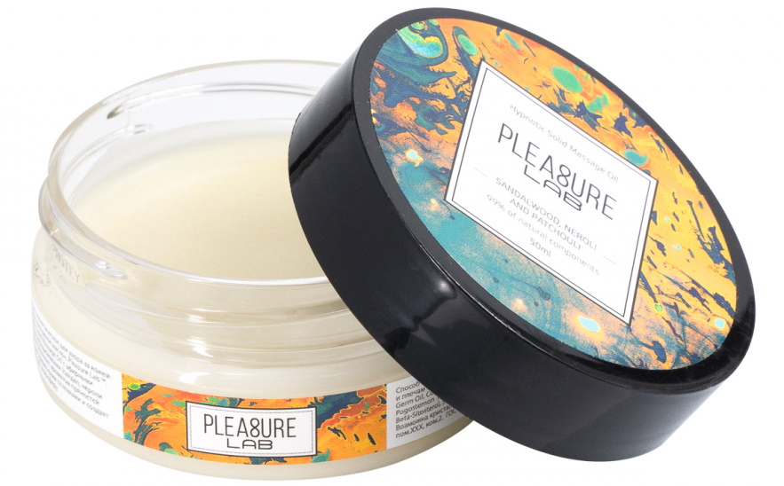 Изображение  Твердое массажное масло с афродизиаком Pleasure Lab Hypnotic сандал и пачули 50 мл