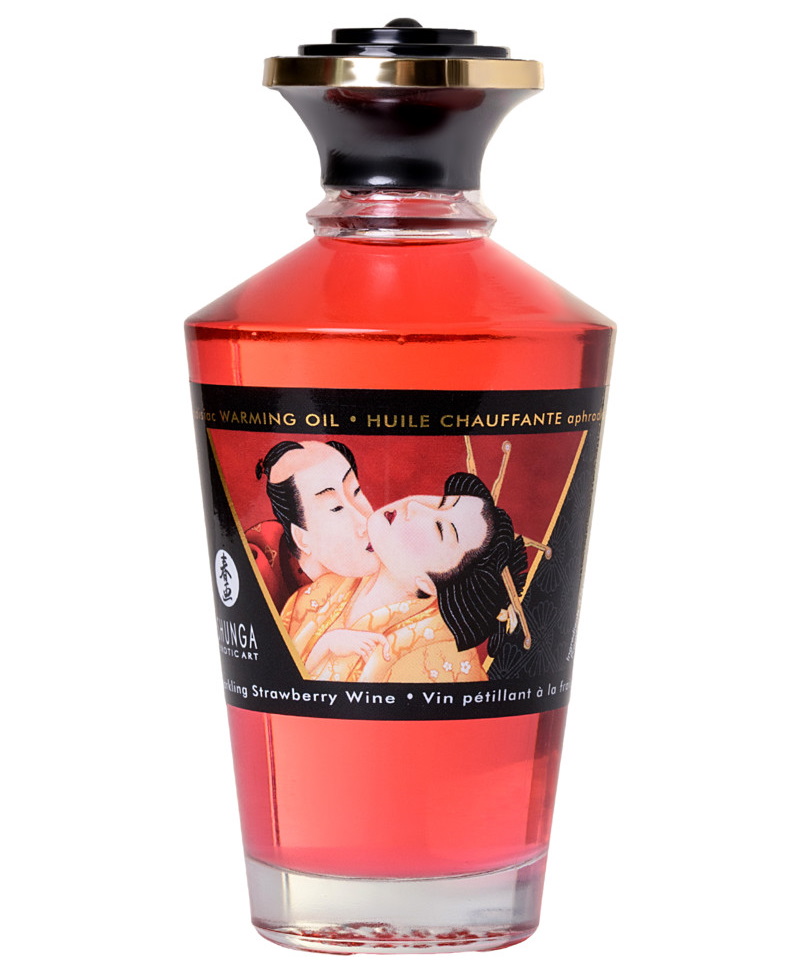 Изображение Shunga, Канада Разогревающее массажное масло Shunga Sparkling Strawberry Wine c ароматом клубники и шампанского 100 мл