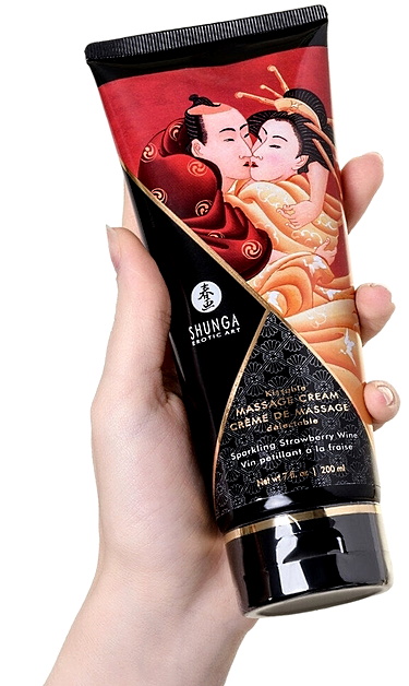 Фото Shunga, Канада Съедобный массажный крем Shunga Sparkling Strawberry Wine со вкусом клубники в шампанском 200 мл