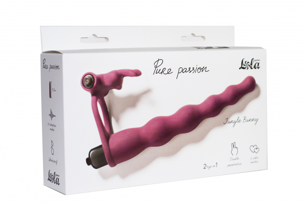 Фото Lola Toys, Россия Вибронасадка для двойного проникновения Pure Passion Jungle Bunny бордовая