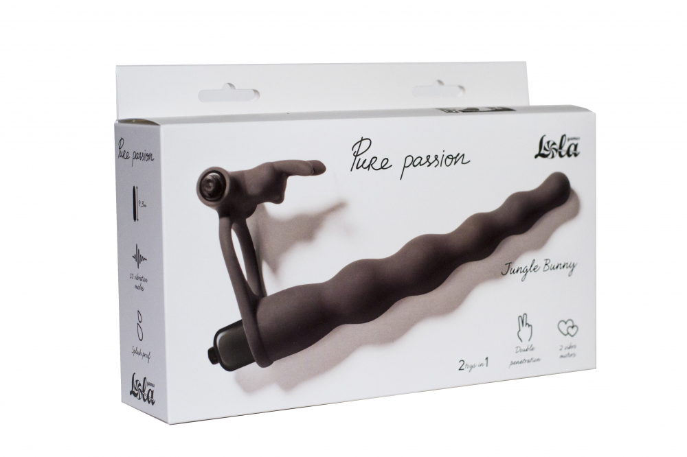 Изображение Lola Toys, Россия Вибронасадка для двойного проникновения Pure Passion Jungle Bunny черная
