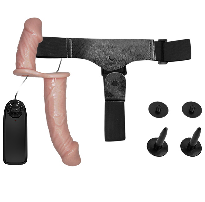 Фото Baile, Китай Двойной страпон с вибрацией Ultra Passionate Harness 18 см и 11 см