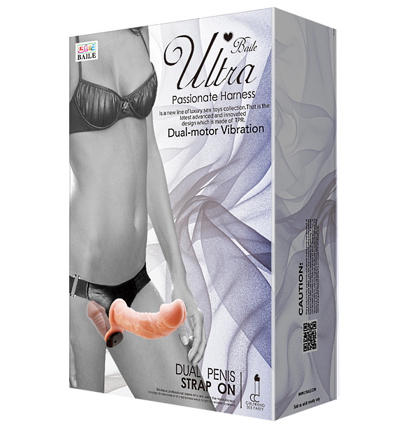 Фото Baile, Китай Двойной страпон с вибрацией Ultra Passionate Harness 18 см и 11 см